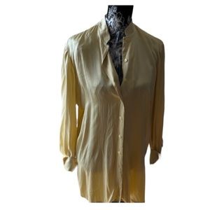 Dana Buchman size 6 pale yellow vintage silk blouse oversized French cuffs